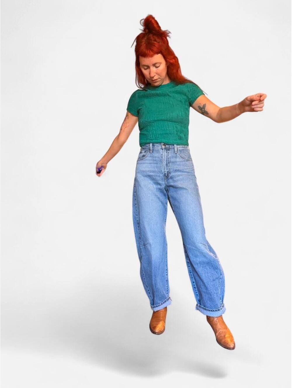 Women's Blue and Green Crop-top